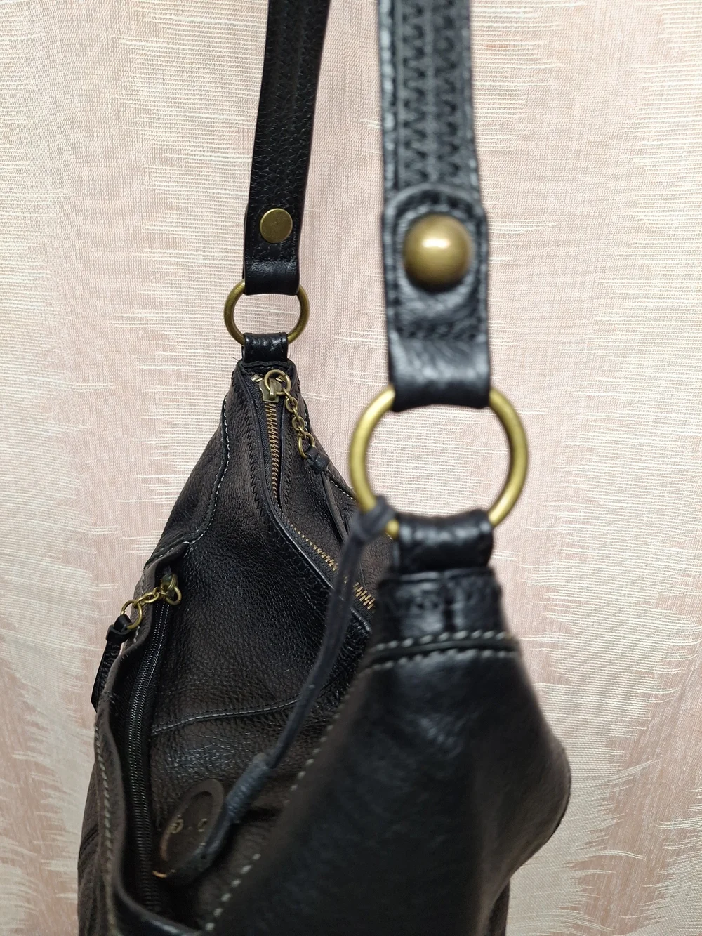 The Sak Black Pebbled Leather Hobo Shoulder Bag
